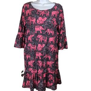 Simply Southern Gray & Pink Elephant Dress with Pockets Size Small Wearable Art